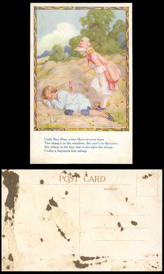 Margaret W. TarrantOld Postcard Little Boy Blue Sleeping Nursery Rhymes Shepherd