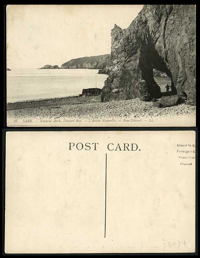 SARK DIXCART BAY L.L. No.16 Channel Islands Old Postcard Natural Arch Rocks Baie