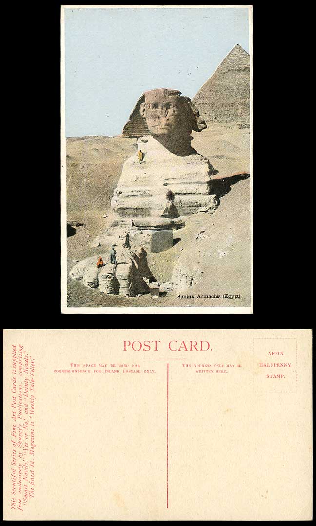 Egypt Old Colour Postcard The Sphinx Armachis Pyramid Desert Sand Dunes Egyptian