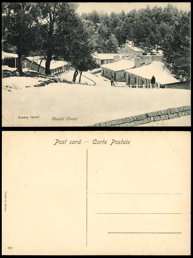 Pakistan Old Postcard GHARIAL Snow, Street, Winter Snowy Landscape British India