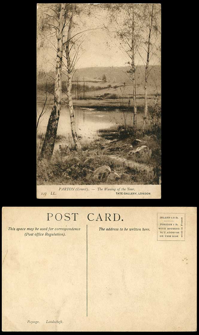 Parton Ernest The Wanting of the Year Tate Gallery London Landscape Old Postcard