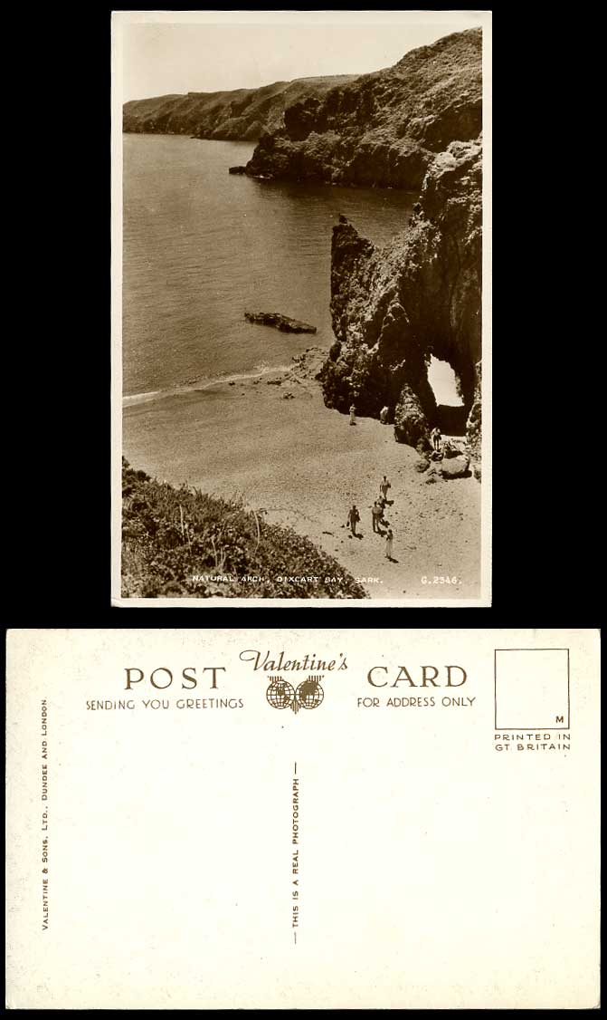 SARK, DIXCART BAY Natural Arch Rocks Beach Guernsey Channel Islands Old Postcard