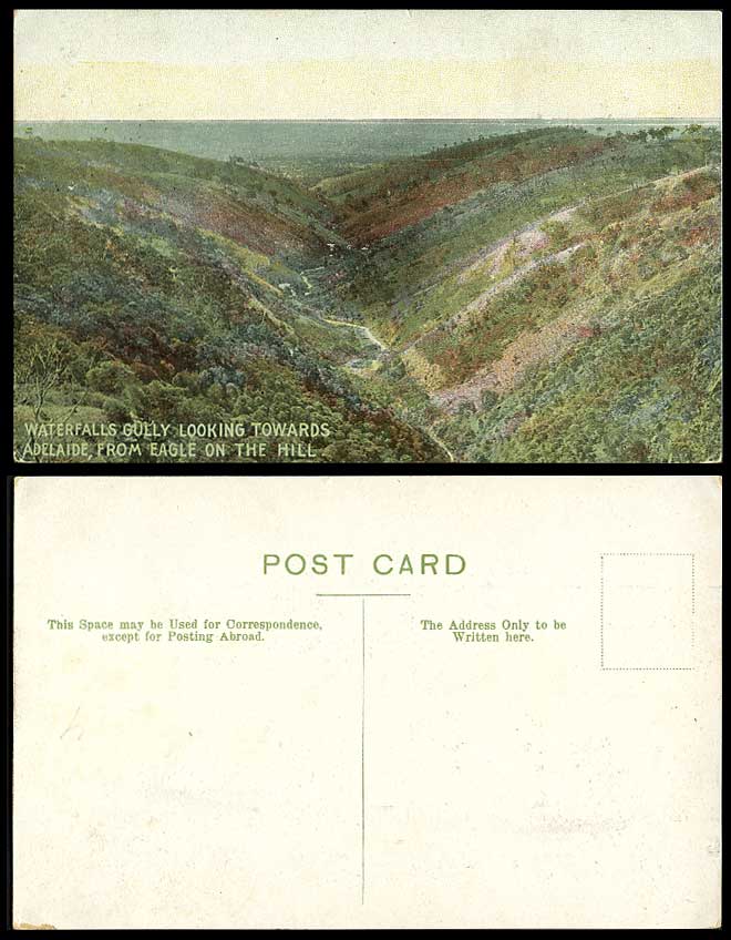 Australia Old Postcard Waterfalls Gully towards Adelaide, from Eagle on The Hill