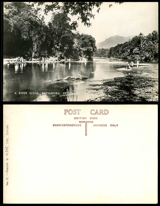 Ceylon Old Real Photo Postcard A River Scene Ratnapura Native Boats Canoes Plate