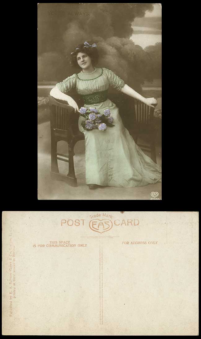 Glamour Lady Glamorous Woman Girl Young Always Flowers Old Handcoloured Postcard