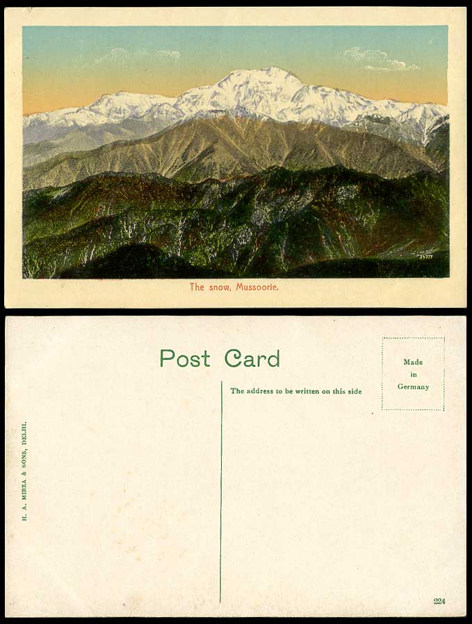 India Old Colour Postcard Mussoorie, The Snow, Snowy Mountains, General View