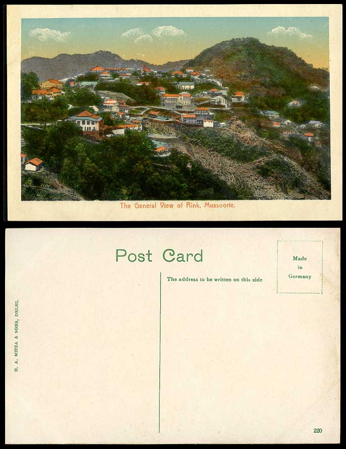 India Old Colour Postcard General View of RINK Mussoorie Mountains Kulri Bazar