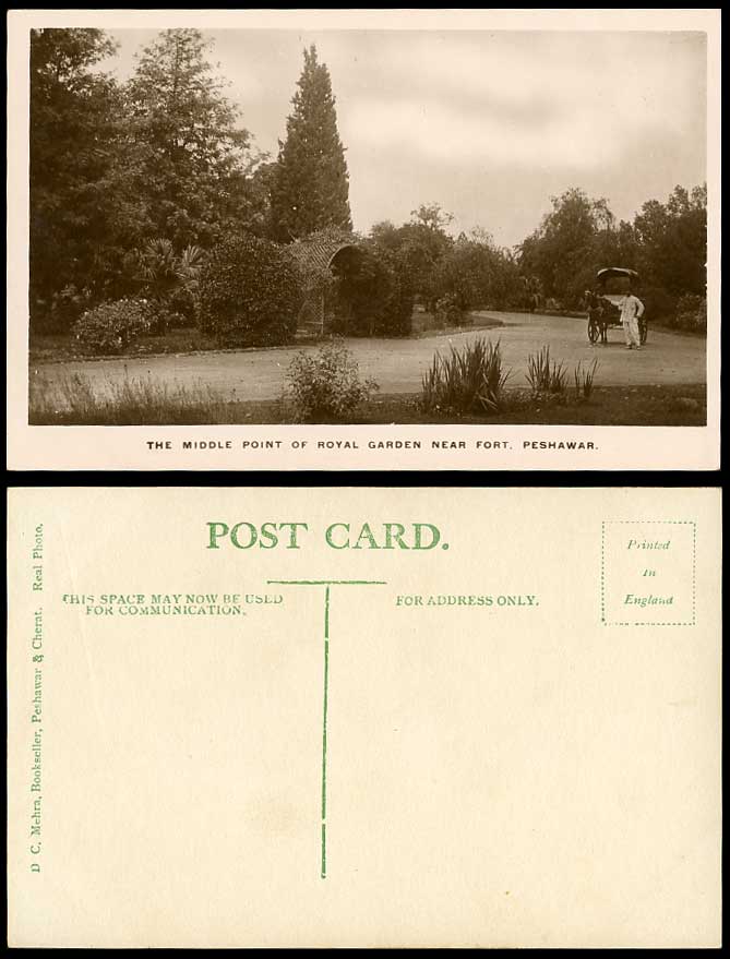 Pakistan Old R.P. Postcard Peshawar City, Middle Point of Royal Garden near Fort