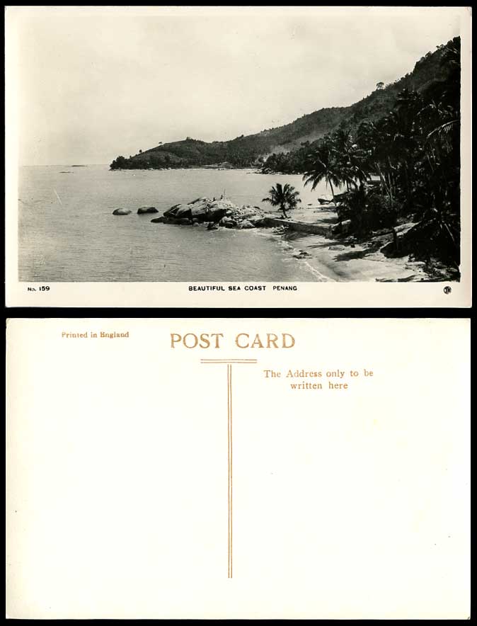 Penang Old Real Photo Postcard Beautiful Sea Coast Palm Trees Seashore Beach Sea