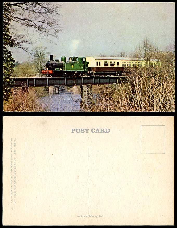Locomotive Coach Train, Dart Bridge, Buckfastleigh, Dart Valley Railway Postcard
