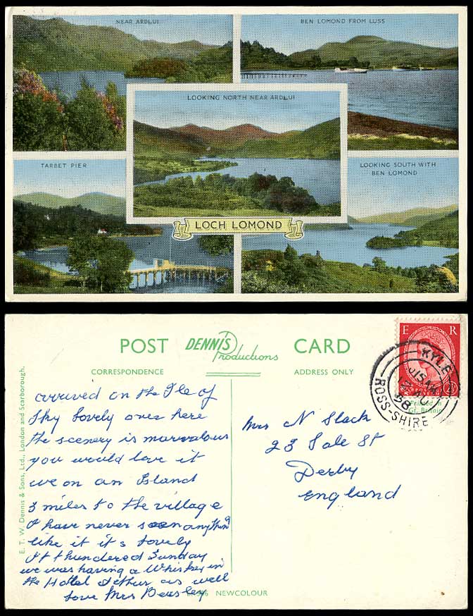 Loch Lomond Tarbet Pier Ben Lomond from Luss nr. Ardlui Bridge 1958 Old Postcard