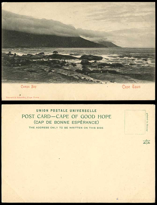 South Africa CAMPS BAY Coast Rocks Cape Town Cape of Good Hope Old U.B. Postcard