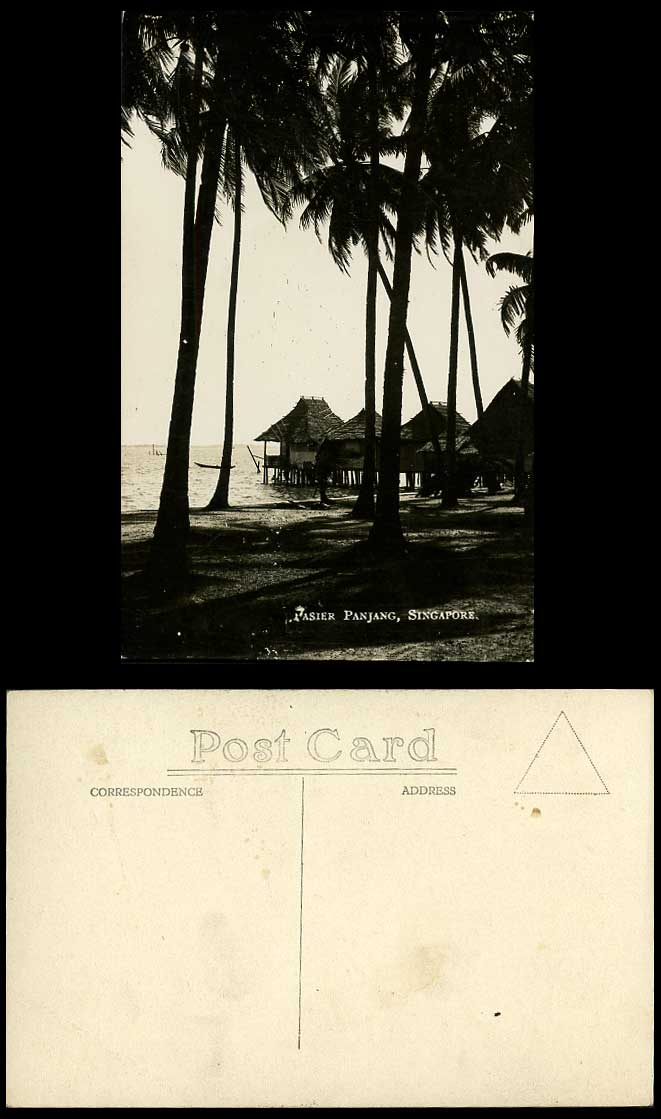 Singapore Pasier Pasir Panjang Malay House Hut on Stilts Old Real Photo Postcard