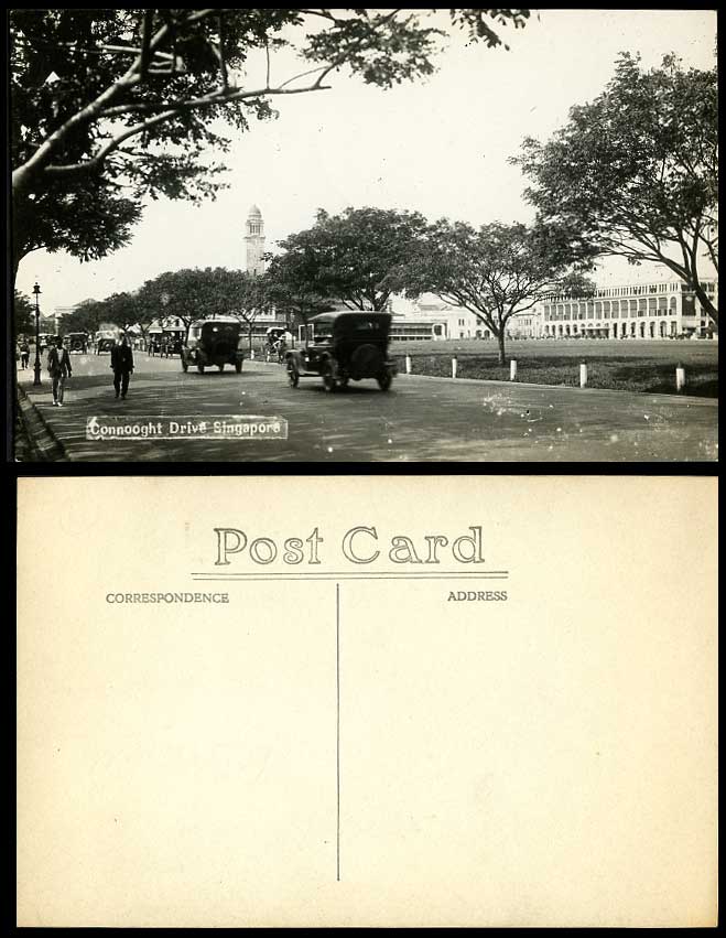 Singapore Old RP Postcard Connought Drive Connaught Dr Street Scene Vintage Cars