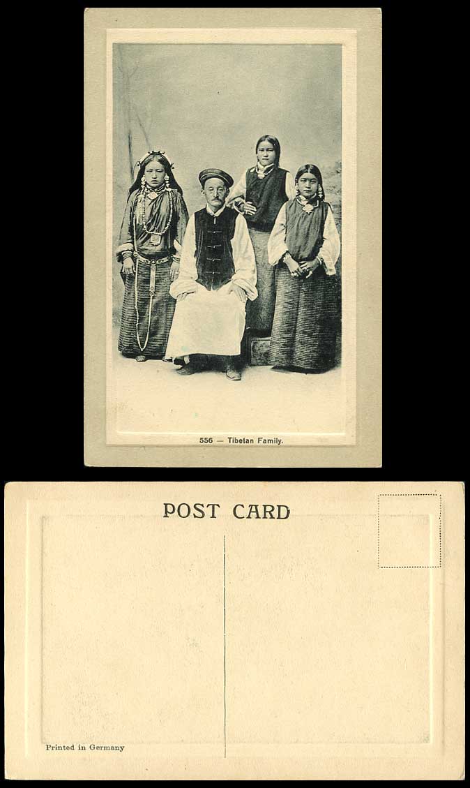 TIBET China Old Embossed Postcard Beautiful Tibetan Girl Women Man Native Family
