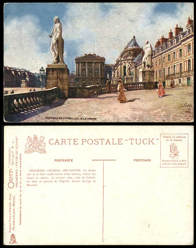 France Chateau de Versailles Aile Gauche, Chapel Mansard Old Tuck's Postcard ART