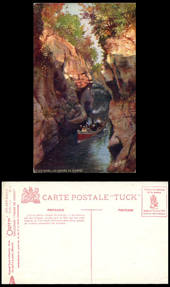 France Aix-Les-Bains, Gorges du Sierroz Boat Boating Old Tuck's Oilette Postcard