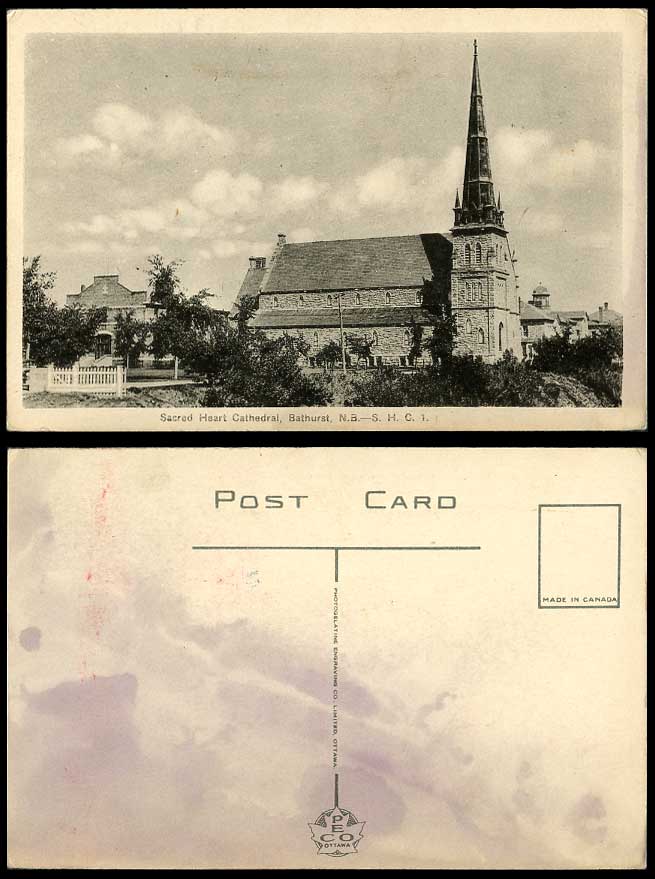 Canada Old Postcard Sacred Heart Cathedral Bathurst N.B. New Brunswick S.H.C. 1.