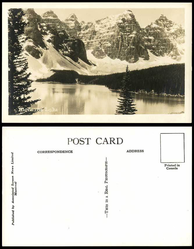Canada Old RP Postcard Moraine Lake Valley of Ten Peaks Canadian Rockies Alberta