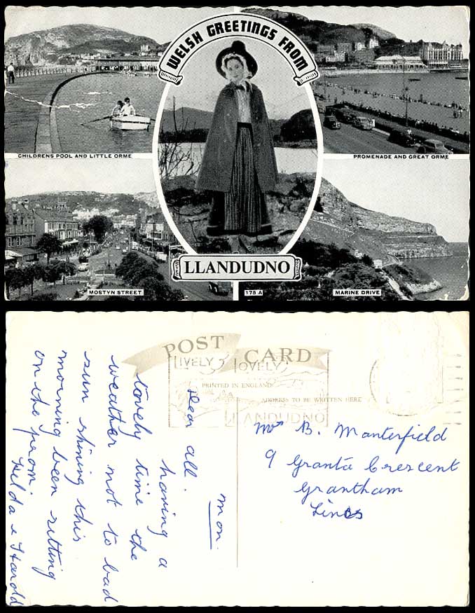 Llandudno Old Postcard Promenade Great Orme, Welsh Lady Mostyn Street Marine Dr.