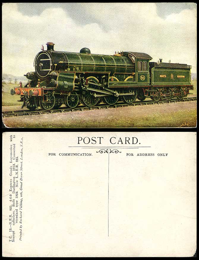 NER 825 4-6-0 Express Goods Locomotive Train Engine Stumpf Cylinder Old Postcard