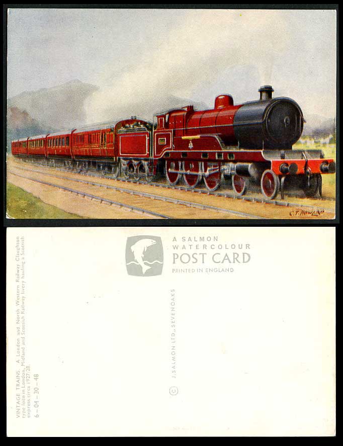 C.T. Howard, L&NW Railway Claughton Locomotive Train Engine, London Old Postcard
