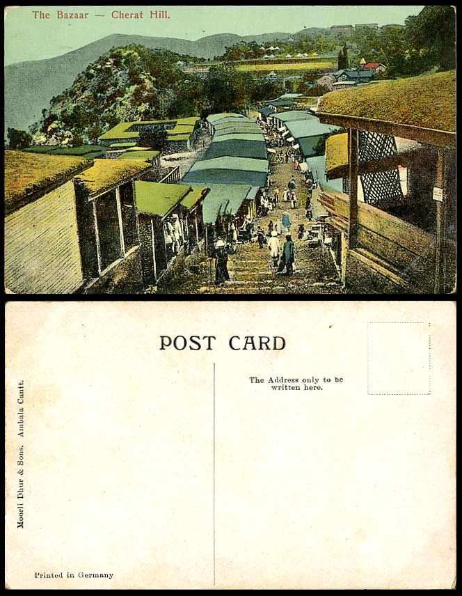 Pakistan Old Color Postcard CHERAT HILL BAZAAR Native Market Street Scene