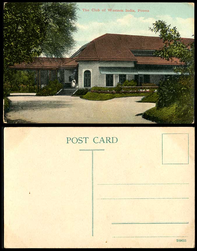 India Old Colour Postcard The Club of Western India, Poona Pune (British Indian)
