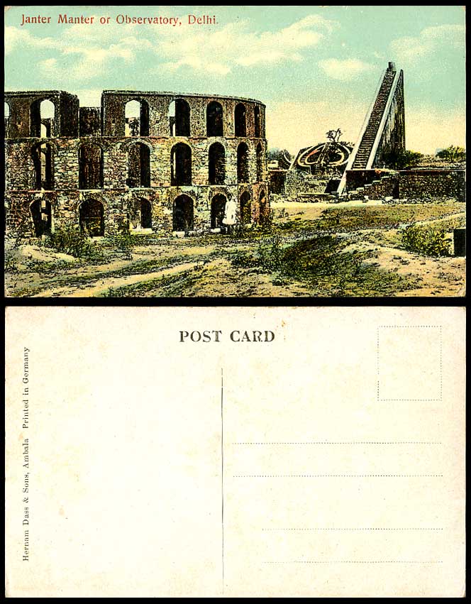 India Old Color Postcard Janter Manter or Observatory Ruins Delhi Raja Jai Singh