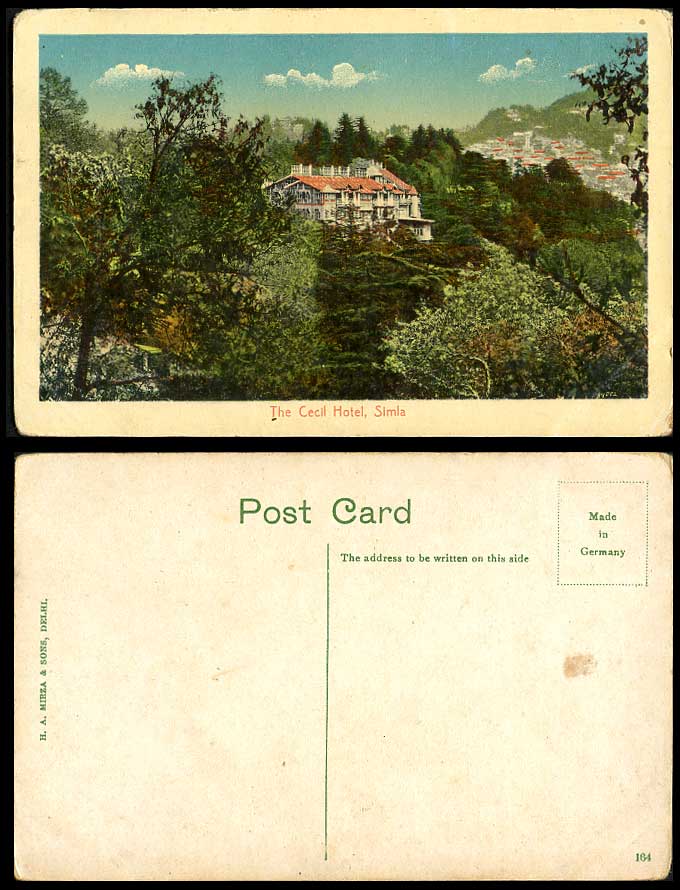 India Old Colour Postcard CECIL HOTEL, Shimla SIMLA HILL British Indian Panorama