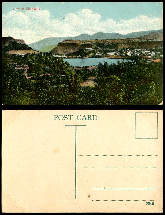 India Old Colour Postcard General View of KHANDALLA Mountains Lake Panorama Brit