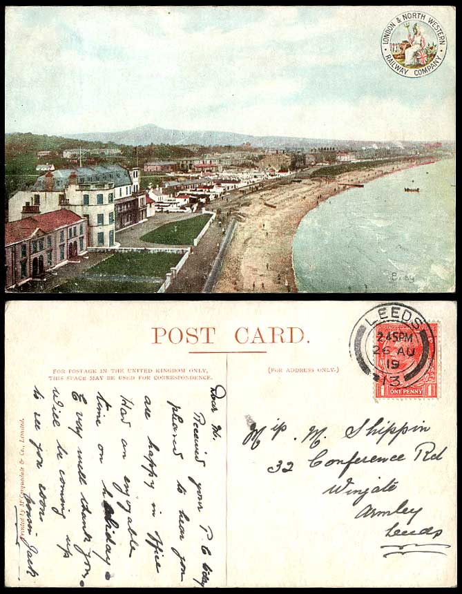 Ireland Bray Co Wicklow London & North Western Railway Company 1919 Old Postcard