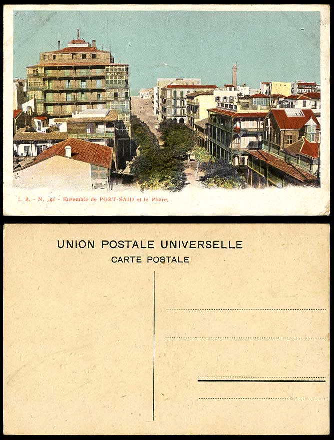 Egypt Old Colour Postcard Ensemble de PORT SAID et Le Phare Lighthouse Panorama