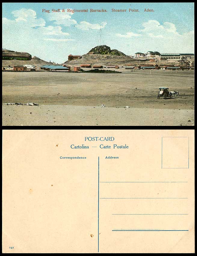 Aden, Flag Staff & Regimental Barracks Steamer Point Military Yemen Old Postcard