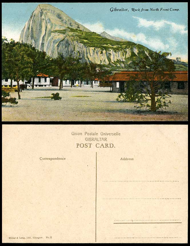 Gibraltar Old Color Postcard THE ROCK from NORTH FRONT CAMP Mountain