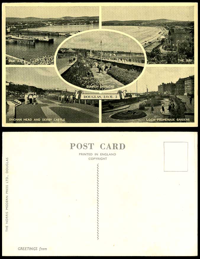 Isle of Man Old Postcard Douglas Onchan Head Derby Castle Loch Promenade Gardens