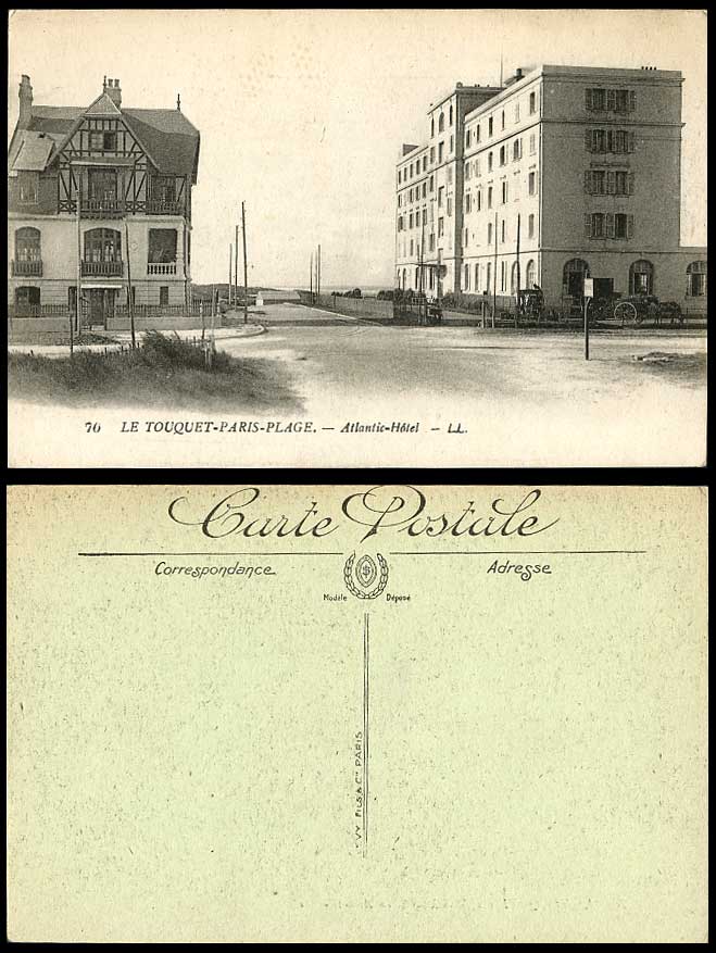 France Le Touquet-Paris-Plage Atlantic Hotel & Street Scene L.L. 70 Old Postcard