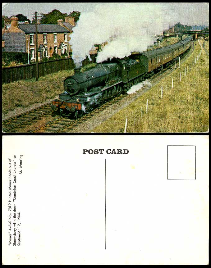 Manor 4-6-0 7819 Hinton Manor Cambrian Expr Locomotive Train Engine Old Postcard