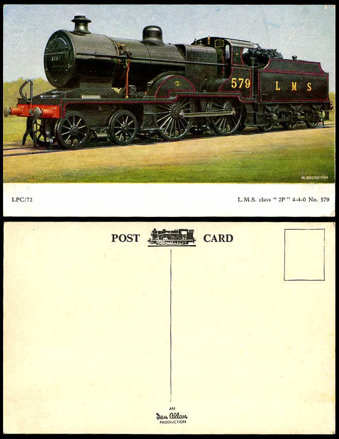 L.M.S. Class 2P 4-4-0 N.579 Locomotive Train Engine M. Secretan Old ART Postcard