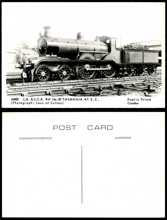L.B. & S.C.R. B4 No. 50 Tasmania at E.C. Locomotive Train Engine Old RP Postcard