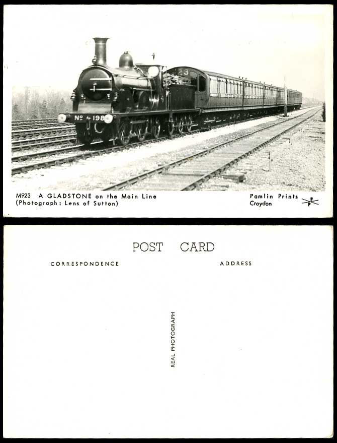 A Gladstone on the Main Line No. 198, 23 Locomotive Train Engine Old RP Postcard