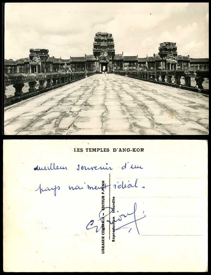 Cambodia Old RP Postcard Les Temples d'Ang-Kor Temple Ruins Bridge Entrance Gate