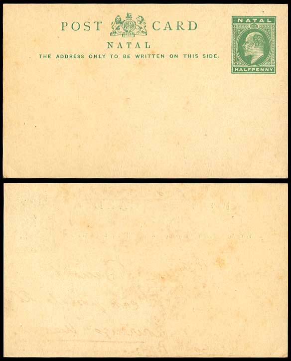 South Africa Natal Vintage Old King Edward 7th Postal Stationery Card 1/2d. Mint
