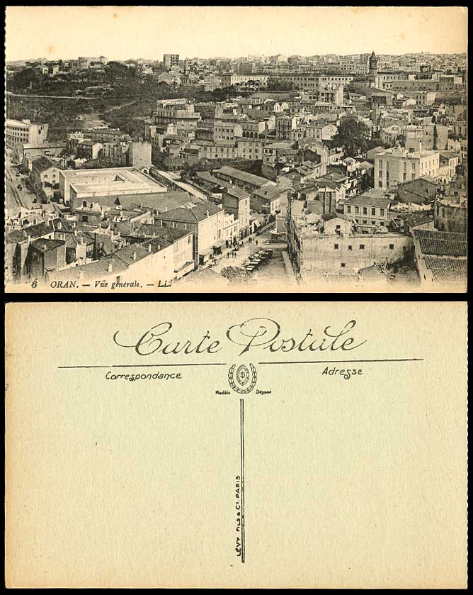 Algeria Old Postcard ORAN General View Vue Generale Street Scene L.L. 6 Panorama