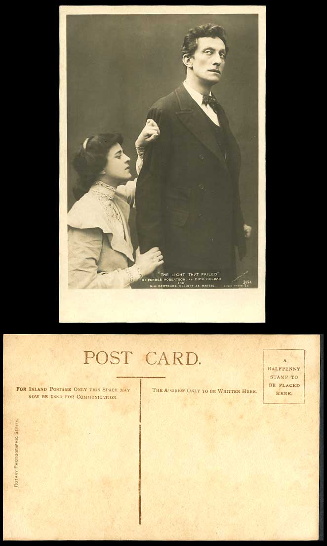 Forbes Robertson Dick Gertrude Elliott Maisie The Light That Failed Old Postcard
