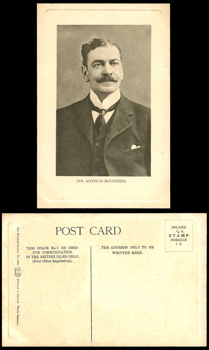 English Actor Mr Arthur Bourchier Theatre Manager Mustache Old Embossed Postcard