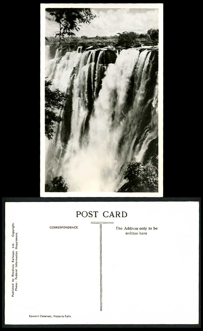 Rhodesia Rail Old Real Photo Postcard Eastern Cataract Victoria Falls Waterfalls