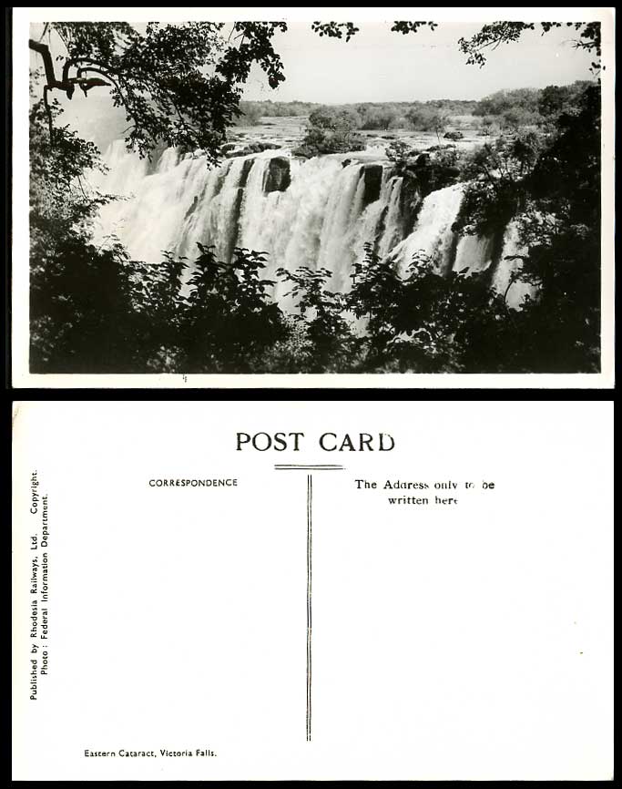 Rhodesia Railway Ltd. Old RP Postcard Eastern Cataract Victoria Falls Waterfalls