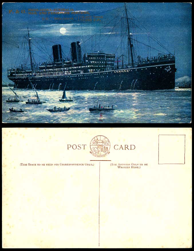 P. & O. S.S. MOLDAVIA Mail Passenger Steamer Steam Ship Old Postcard India China
