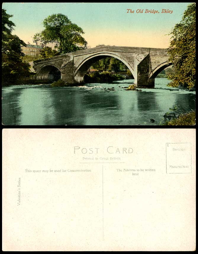Yorkshire, ILKLEY, THE OLD BRIDGE, River Scene, Panorama Vintage Colour Postcard